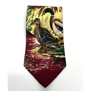 Vintage Ducks Unlimited Tie 100% Silk Mallard Duck Wildlife Outdoor USA Hunting